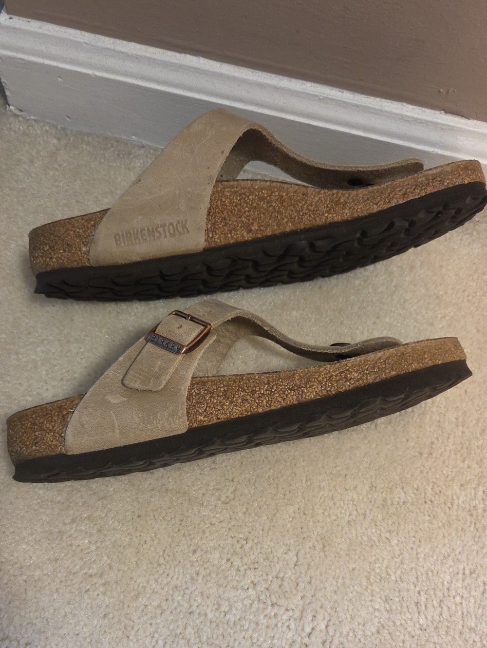 Birkenstock Beige Suede Gizeh Thong Sandals - Picture 3 of 4